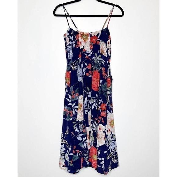 Yumi Kim Silk Pretty Woman Midi Dress in Rainforest Navy Women's Pockets Size S - Picture 3 of 9